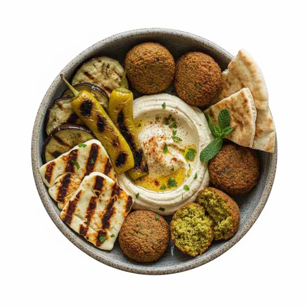 Arabic Falafel with Whipped Hummus and Seasonal Vegetables